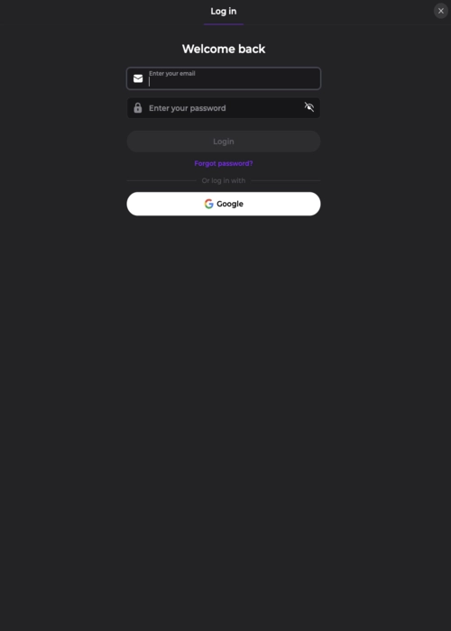 Member authentication entry screen Memo Casino